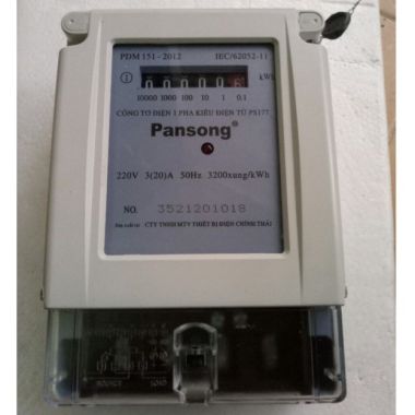 CÔNG TƠ ĐIỆN (ĐỒNG HỒ ĐIỆN TỬ 1 PHA) PANSONG - PS177 - 3(20)A