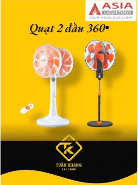 Quạt cây hai đầu cao cấp ASIA 360 độ QC18-360 màu Đỏ Cam