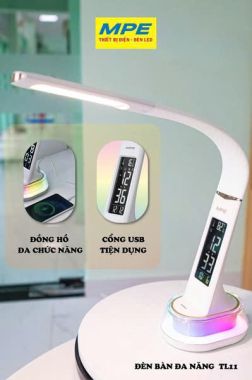Đèn Bàn LED Cảm Ứng 3 Chế Độ Sáng Kèm Đồng Hồ LCD  - MPE TL11