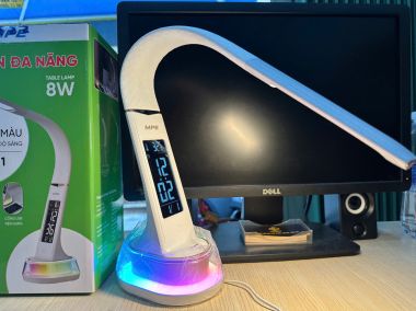 Đèn Bàn LED Cảm Ứng 3 Chế Độ Sáng Kèm Đồng Hồ LCD  - MPE TL11