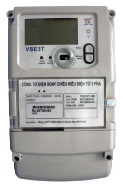 Công tơ điện tử  VSE3T-5B Vinasino 3 pha nhiều biểu giá gián tiếp đo 2 chiều