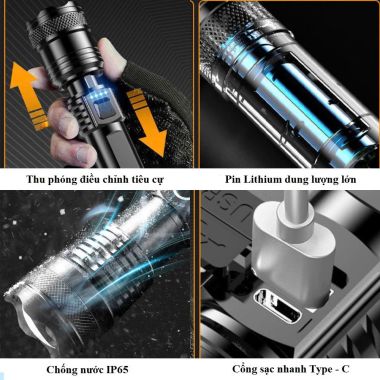 Đèn Pin Siêu Sáng Cầm Tay Nhỏ Gọn Rọi Siêu Xa