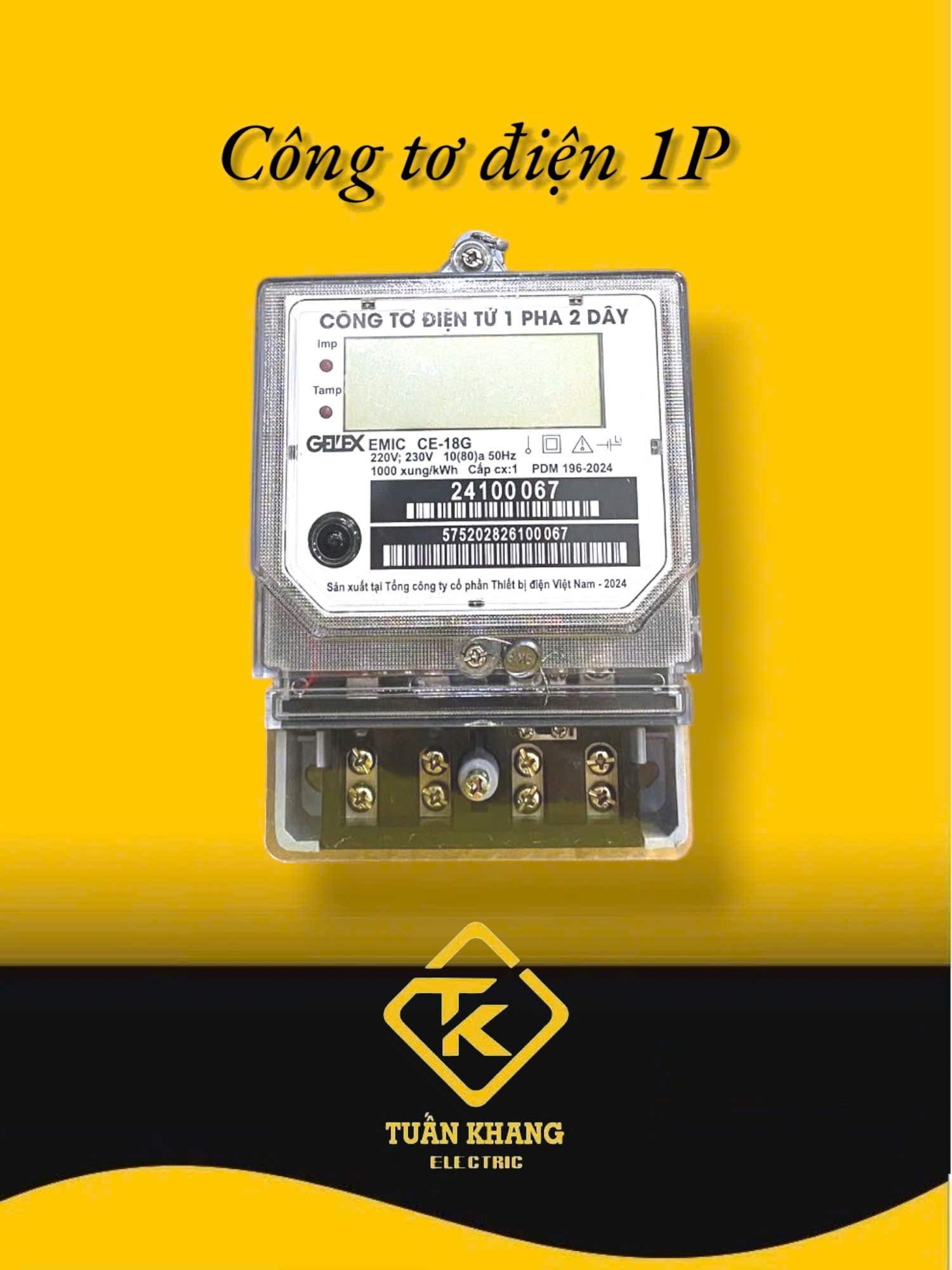 Công Tơ Điện Tử EMIC 1 Pha 2 Dây 10(80)A -Emic CE-18G