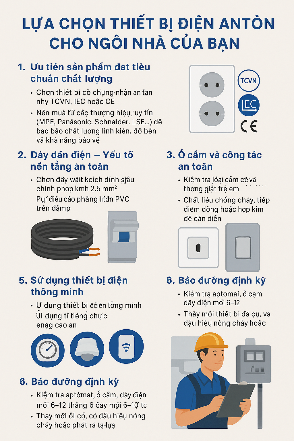 Lựa chọn thiết bị điện an toàn cho ngôi nhà của bạn