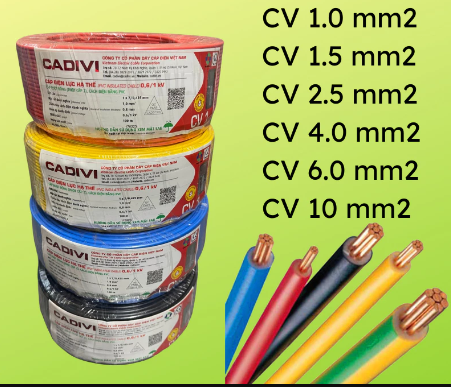 Dây cáp điện đơn - dây điện CV đơn Cadivi (Nguyên cuộn) 100 mét