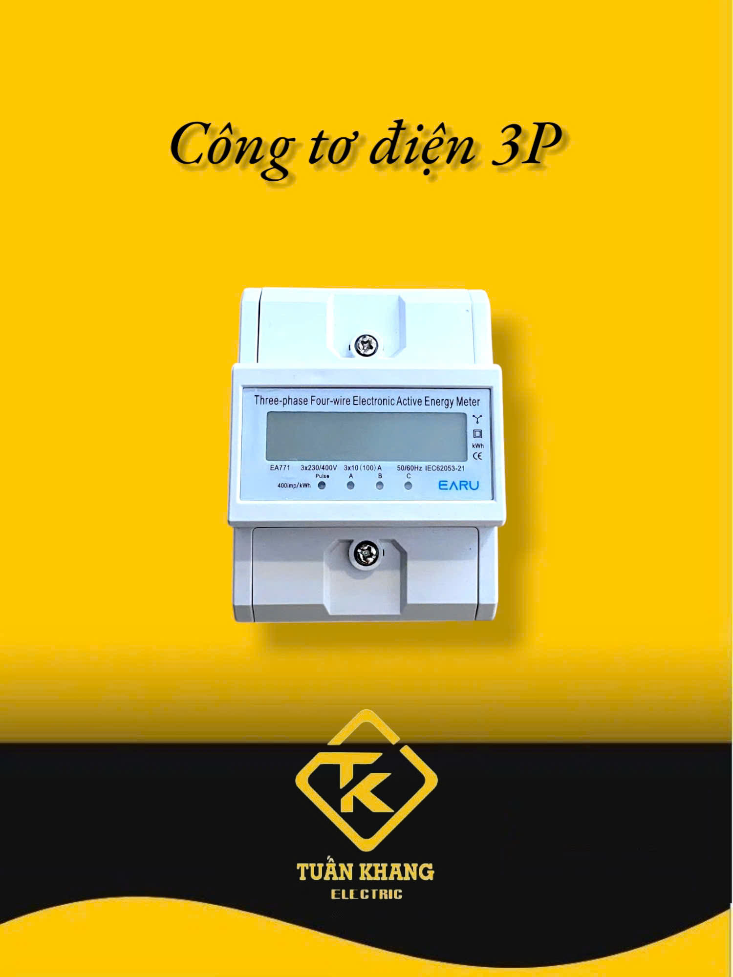 Công tơ điện tử 3 pha 4 dây trực tiếp 100A EARU - dạng thanh ray EA771