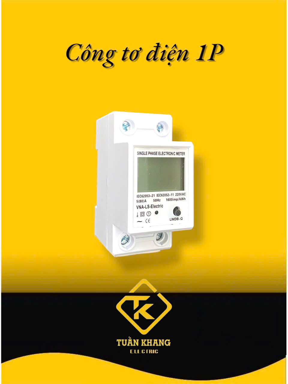 Công tơ điện tử 1 pha đo điện năng VNA - LS Mini Electric hiển thị 4 thông số - Có nút reset