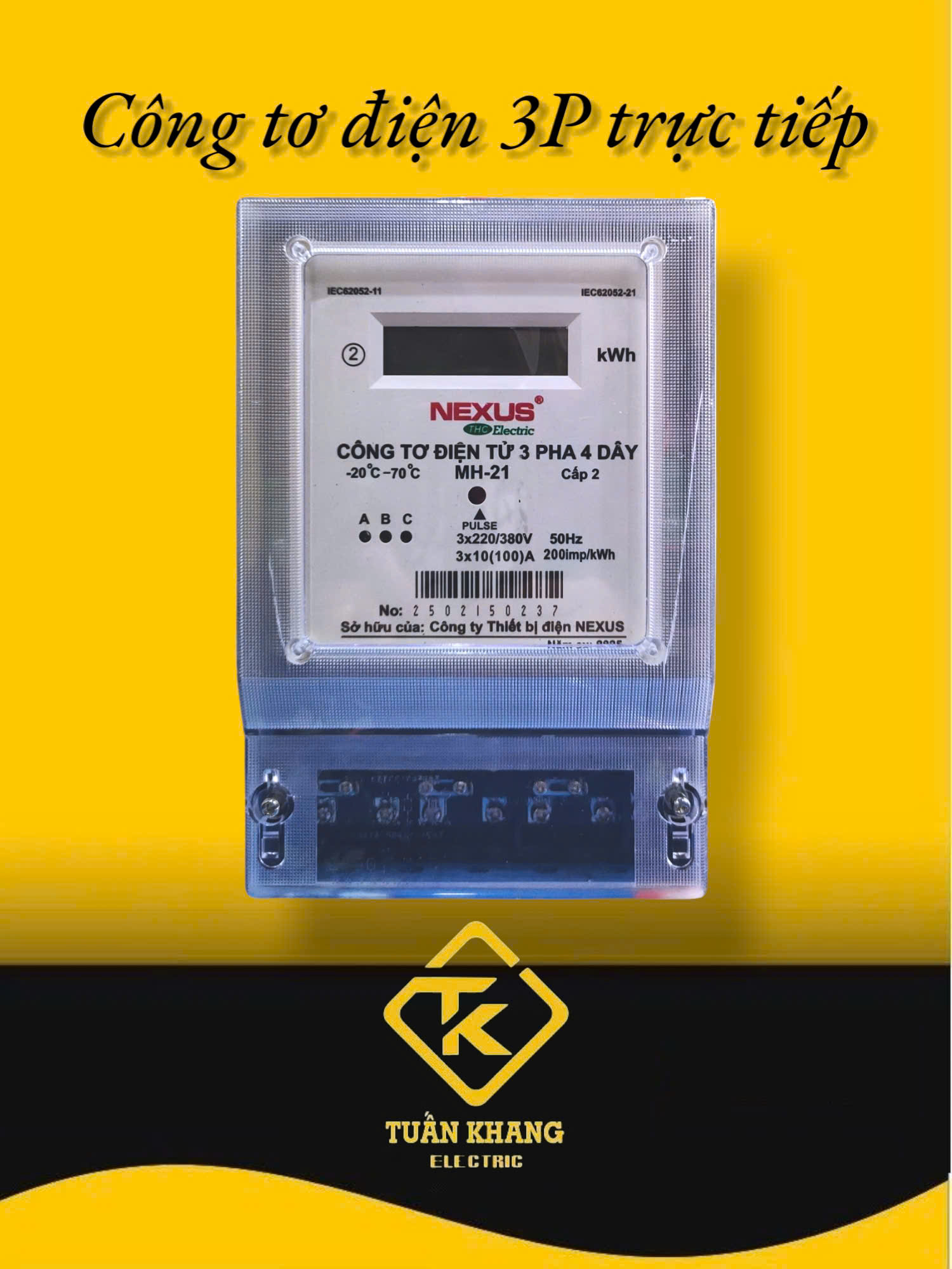 Công tơ điện tử và Cơ Điện Tử 3 pha trực tiếp (Đồng hồ điện tử 3 pha) Nexus 10(100)A -MH21