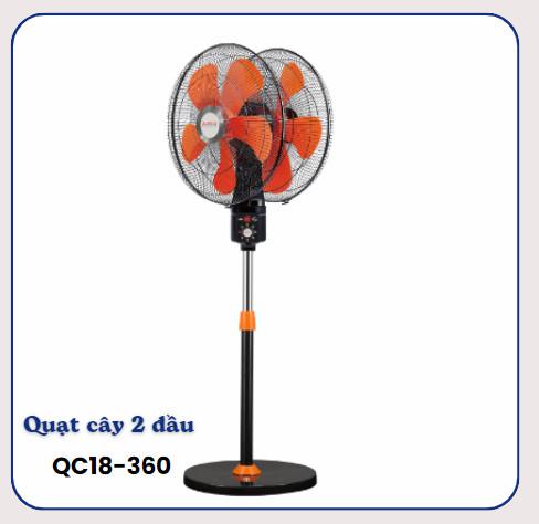 Quạt cây hai đầu cao cấp ASIA 360 độ QC18-360 màu Đỏ Cam