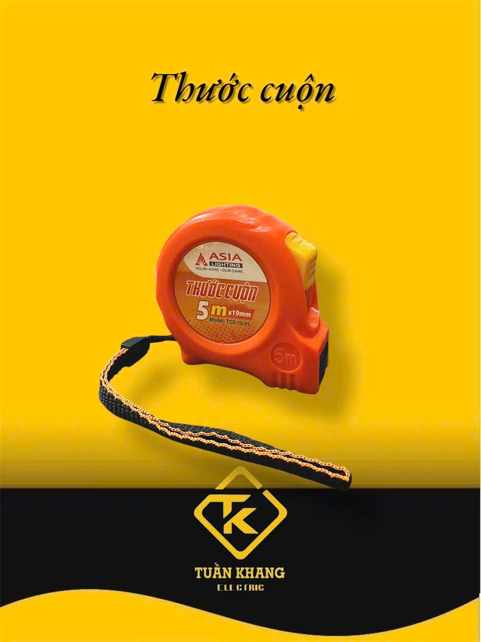 Thước Cuộn 5m ASIALighting – Số Lớn, Dễ Đọc