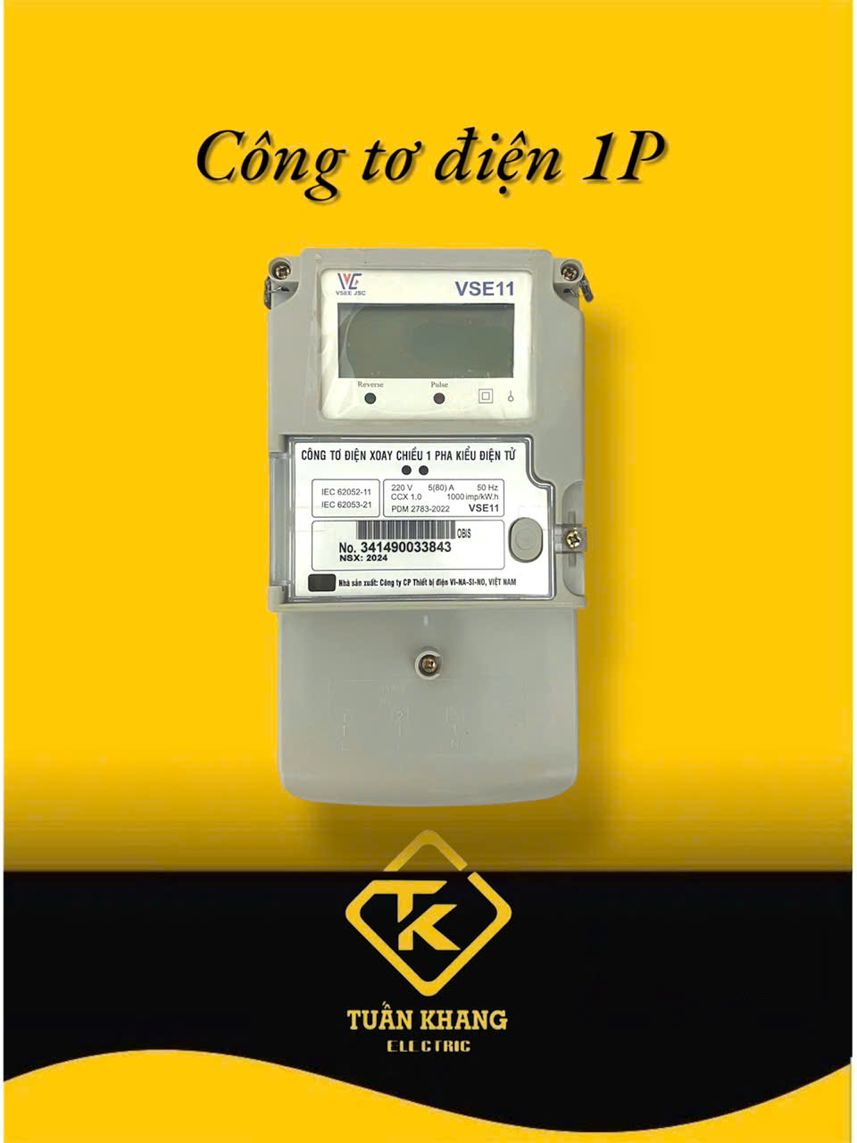 Công tơ 1 pha 2 chiều giao nhận Vinasino VSE11 - kiểm định chính hãng
