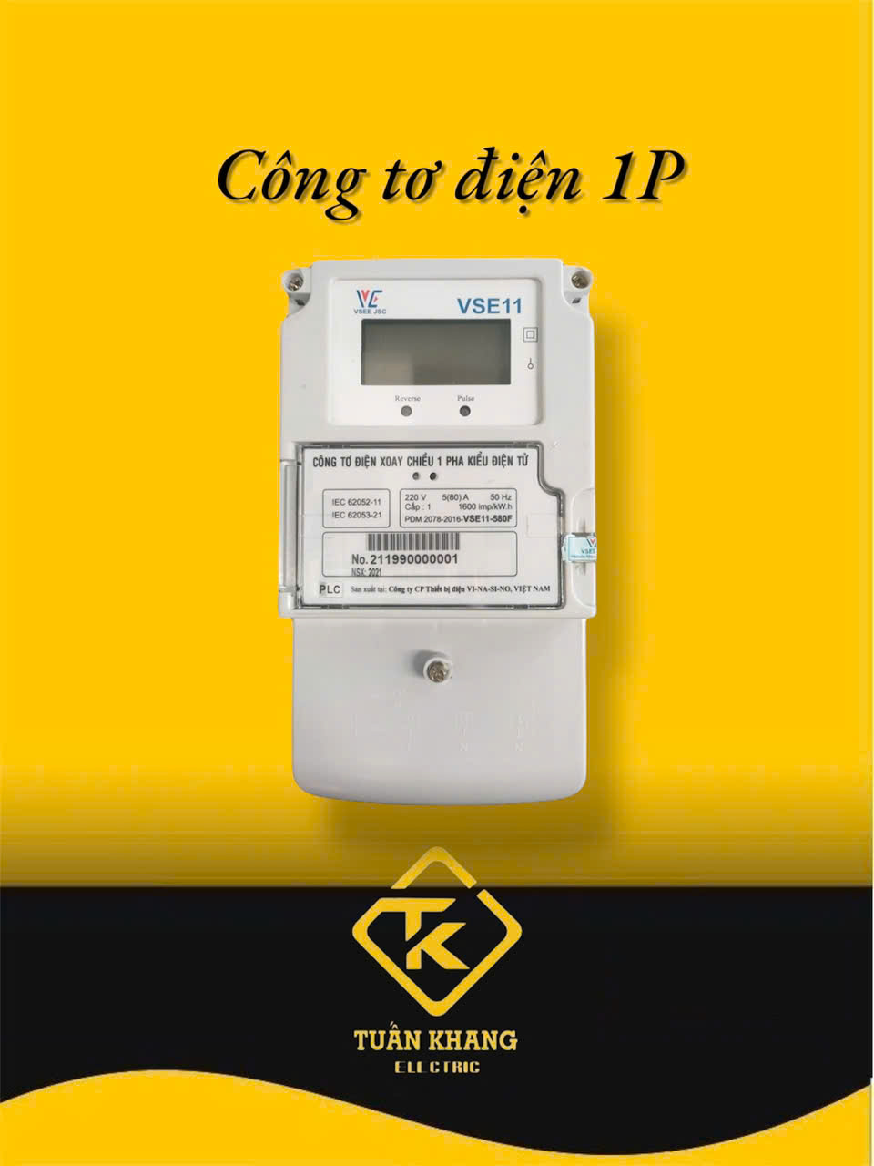Công tơ điện tử 1 pha 1 giá Vinasino loại 5(80)-VSE11-580F