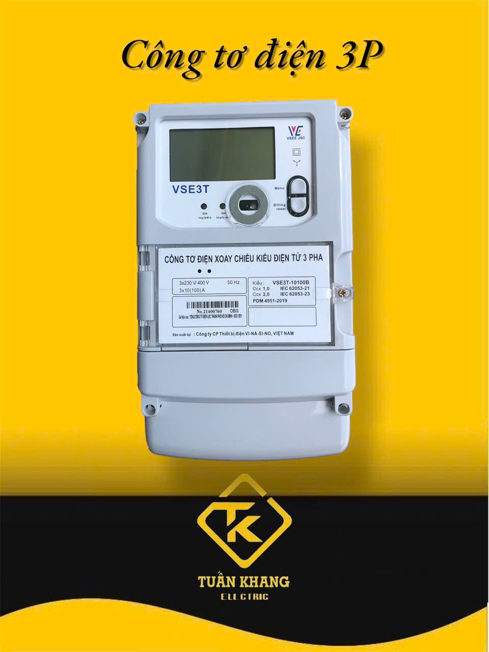Công tơ điện tử 3 pha Vinasino VSE3T-10100B