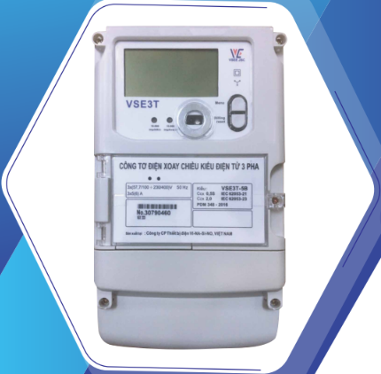 Công tơ điện tử  VSE3T-5B Vinasino 3 pha nhiều biểu giá gián tiếp đo 2 chiều