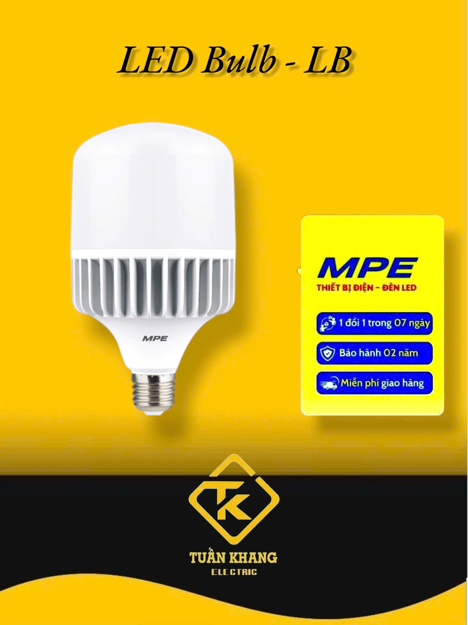 Led bulb MPE nhôm nguyên khối - Seri LB